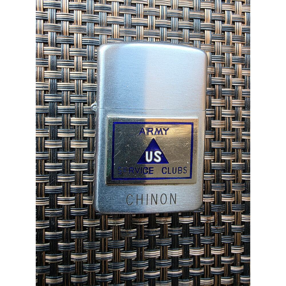 Vintage Vulcan engraved  CHINON cigarette lighter army us service clubs